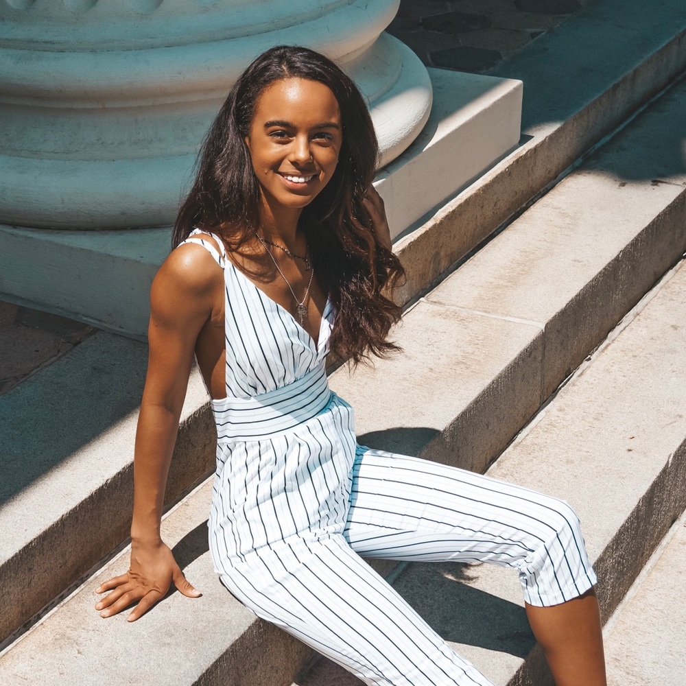 ✨ Black and White striped Jumpsuit ✨